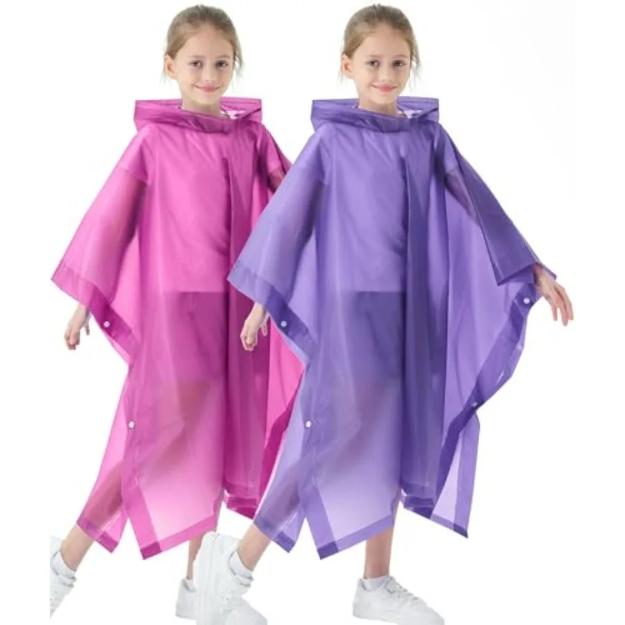 

2 Pack Raincoats for,Rain Jacket Reusable Rain Ponchos for Boys and Girls