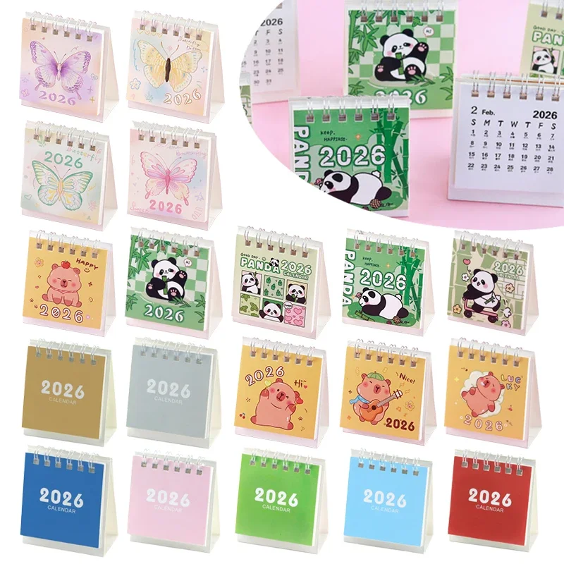 2026 Mini Calendars Creative Desk Portable Travel Calendars With Butterfly Capybara Designs Monthly & Weekly Planner Calendar