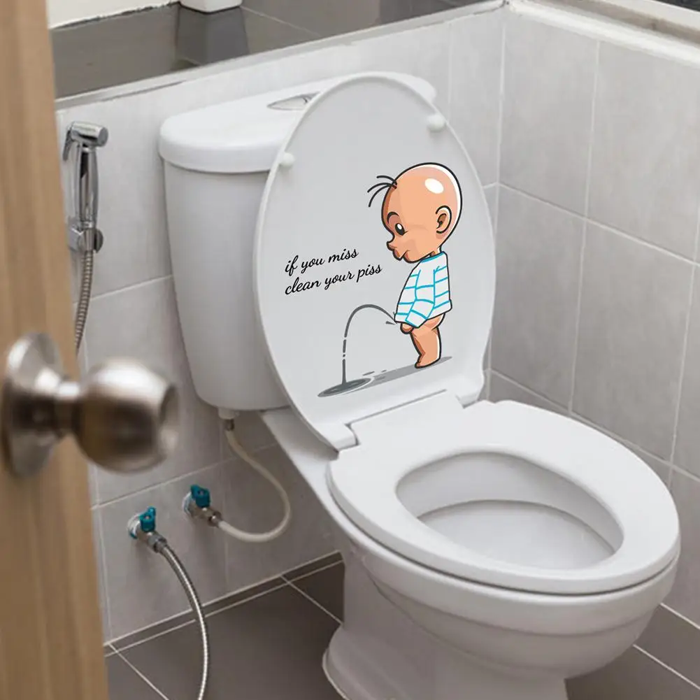 1pcs Funny Toilet Warning Toilet Stickers Child Urination Decoration Stickers Removable Self-adhesive Creative Lid Wall Toi C6P3