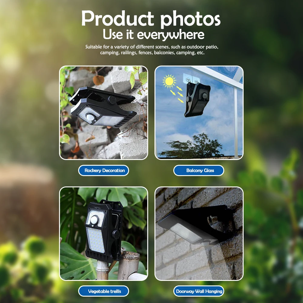 ไฟสวนประเภทคลิปโคมไฟพลังงานแสงอาทิตย์กลางแจ้ง Road Motion Sensor โคมไฟกันน้ำสำหรับใช้ในครัวเรือนตกแต่งสวนกลางแจ้ง