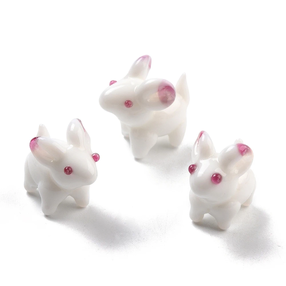 5 PCS Handmade Lampwork Beads Rabbit Shape White Color Cute Style Applicated in Making DIY Jewelry Earring Bracelet Pendants