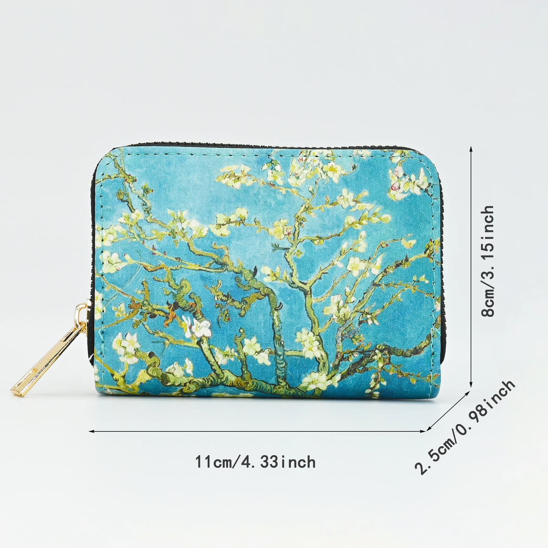 One-Piece 11-Card Slot Large-Capacity Card Holder Van Gogh Starry Sky Convenient Id Coin Purse