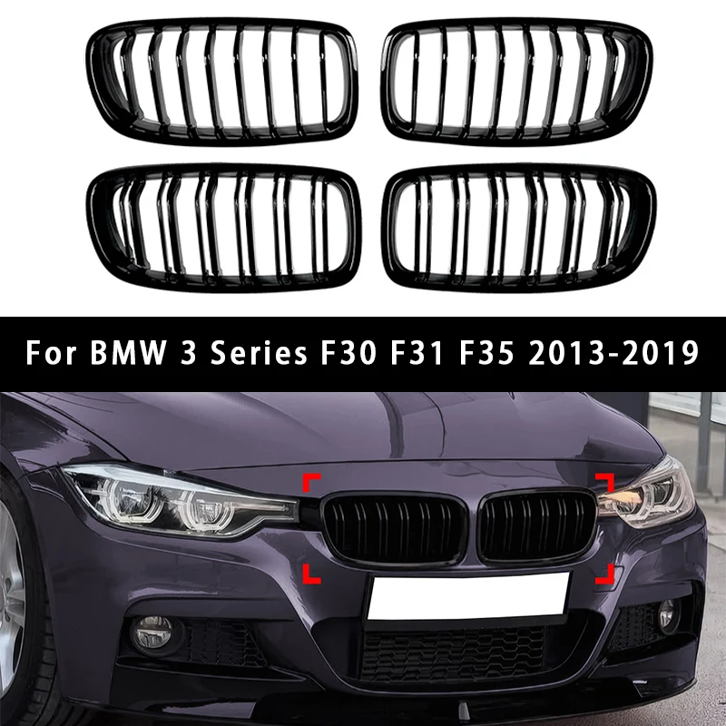 لسيارات BMW 3 Series F30 F31 F35 2013-2019 شبكات المصد الأمامي لشبكات خط واحد ومزدوج ملحقات شوايات السباق العلوية #1