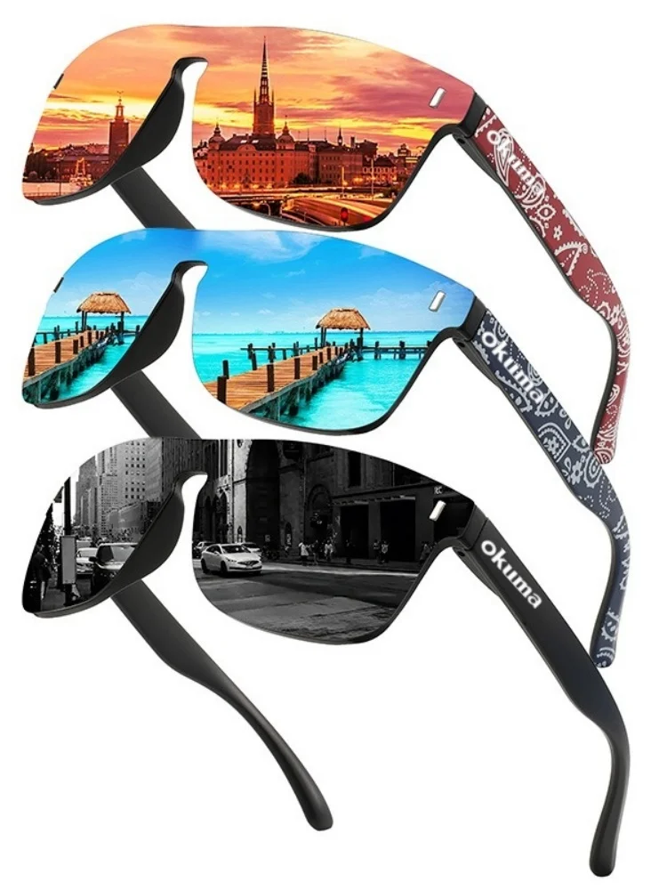 AliExpress okuma Okuma new large-frame outdoor sports fishing cycling UV400 unisex sunshade flash color sunglasses fashion polarized one-piece