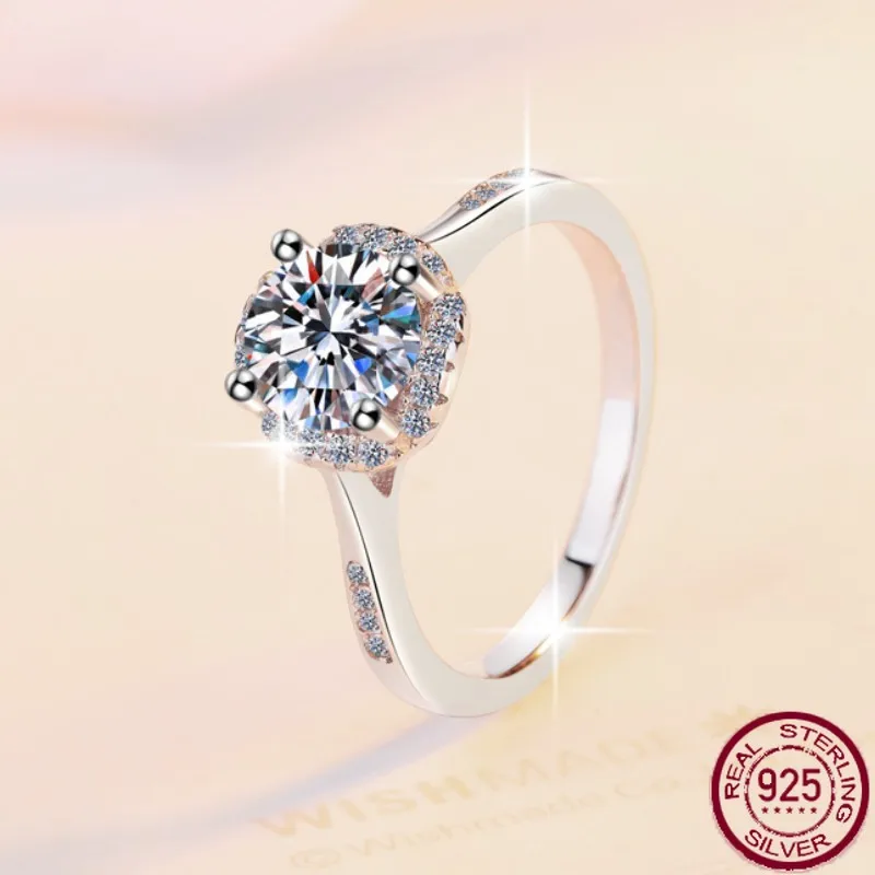 

Новое женское кольцо с муассанитом, милое и модное кольцо с покрытием из чистого серебра pt950S925, свадебные украшения
