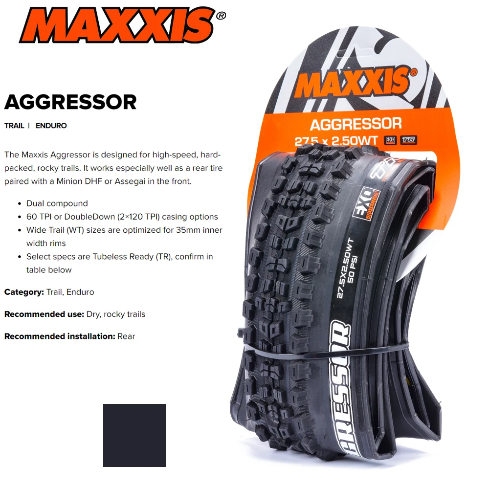 MAXXIS AGGRESSOR MTB neumático de bicicleta sin cámara 26X2,3 27,5x2,3 27,5X2,5 29x2,3 29X2,5 29 27,5 accesorios para bicicleta de montaña de descenso