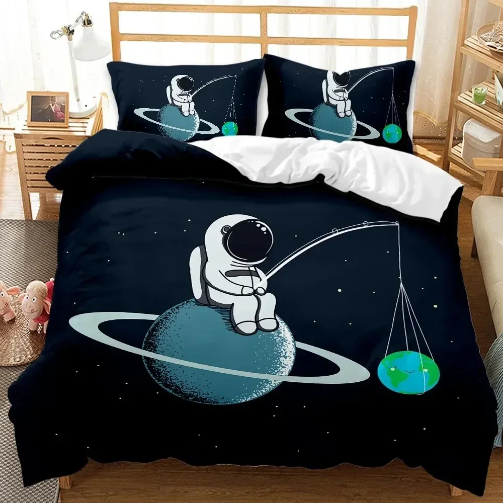 

Astronaut Duvet Cover Set, Space Bedding Set for Kids Boys, Sky Galaxy Themed Comforter Cover, QueenKingTwin Size Quilt Cover