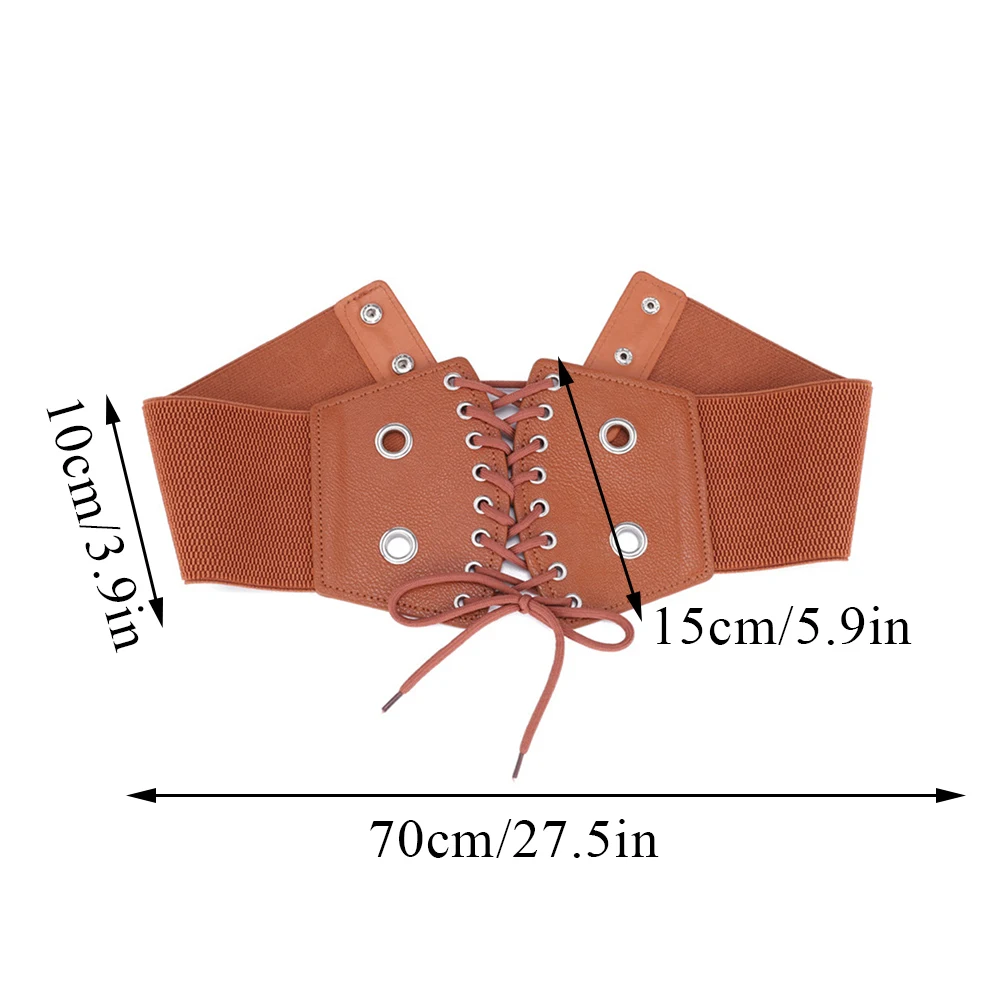 Ceinture Ultra Large pour Femme, Ceinture artificiel astique, Taille Haute, Rivet, Manteau, Robe, Ceintures à Lacets Avant