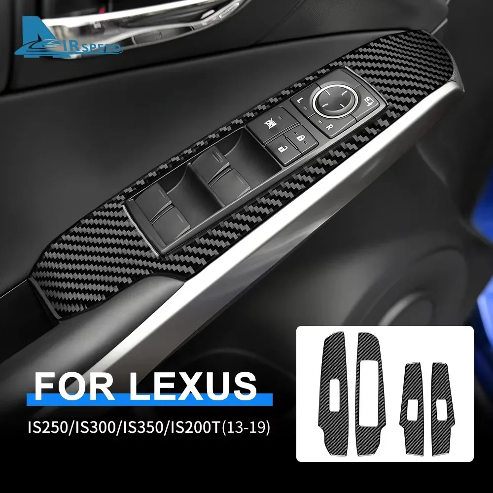 For Lexus IS250 IS300 IS350 200T 2013-2019 Carbon Fiber Window Lift Switch Panel Button Cover Trim Sticker Accessories