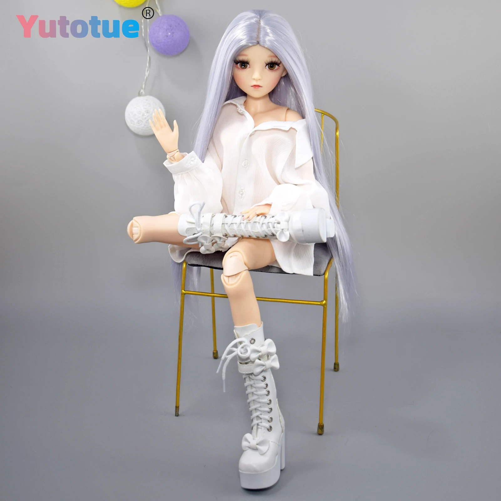 YUTOTUE 1/3 BJD 인형 장난감 60cm 소녀 인형 셔츠 신발 스트레이트 가발 풀 세트 패션 인형