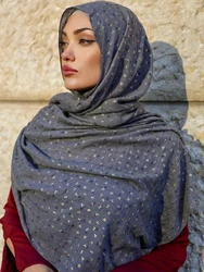 Glitter Katoenen Linnen Sjaal Vrouwen Hijab Effen Zachte Tulband Sjaal Bronzing Vrouwen Bedrukt Bloemen Hijab Sjaals Bandana Afrikaanse Sjaal