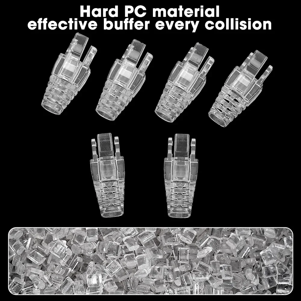 1-100Pcs Transparent RJ45 Ethernet Cable Connector Cover Strain Relief Boots Cover for Standard CAT6 CAT5 LAN Cord Boot Sleeve