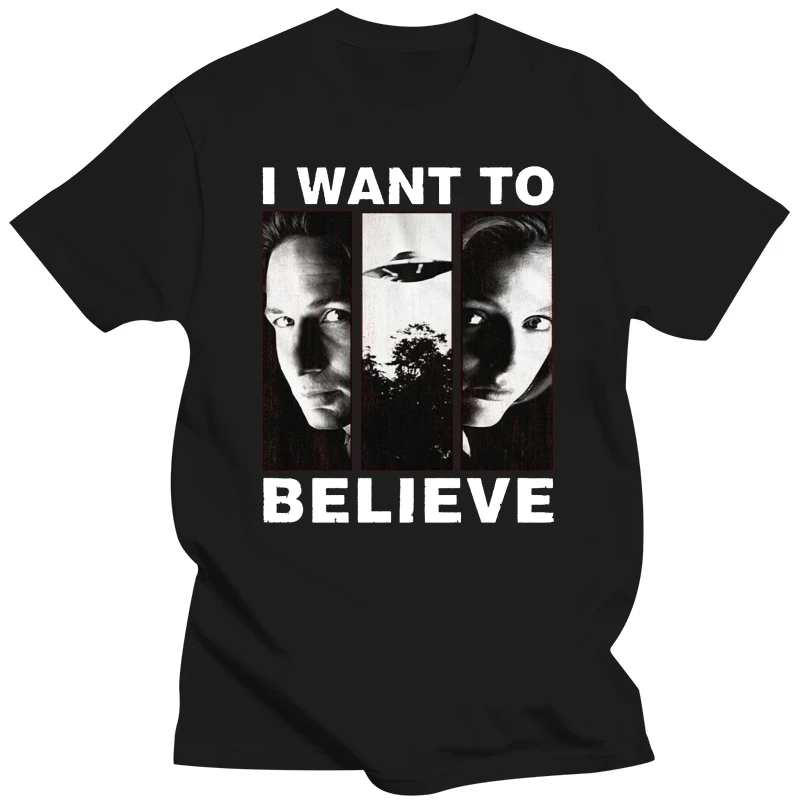 X-Files Men'S Short Sleeve T-Shirt Red Heather I Want To Believe Harajuku Hip Hop Tee Shirt