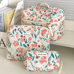 1pc/Set Pink Flower Print Makeup Bag Premium Travel Organizer Cosmetic Bag Makeup Bag Pouch Skincare Bag Toiletry Bag