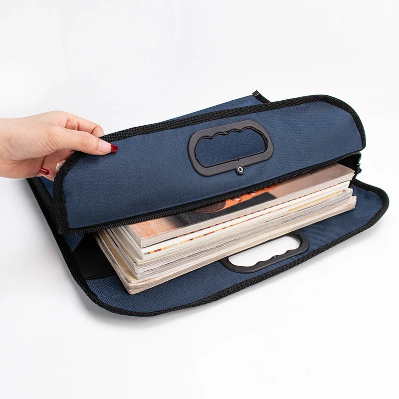 Grote Capaciteit Met Rits Draagbare Aktetas B4 Canvas Business Handtas Document Houder Double Layer Aktetas Kantoorbenodigdheden