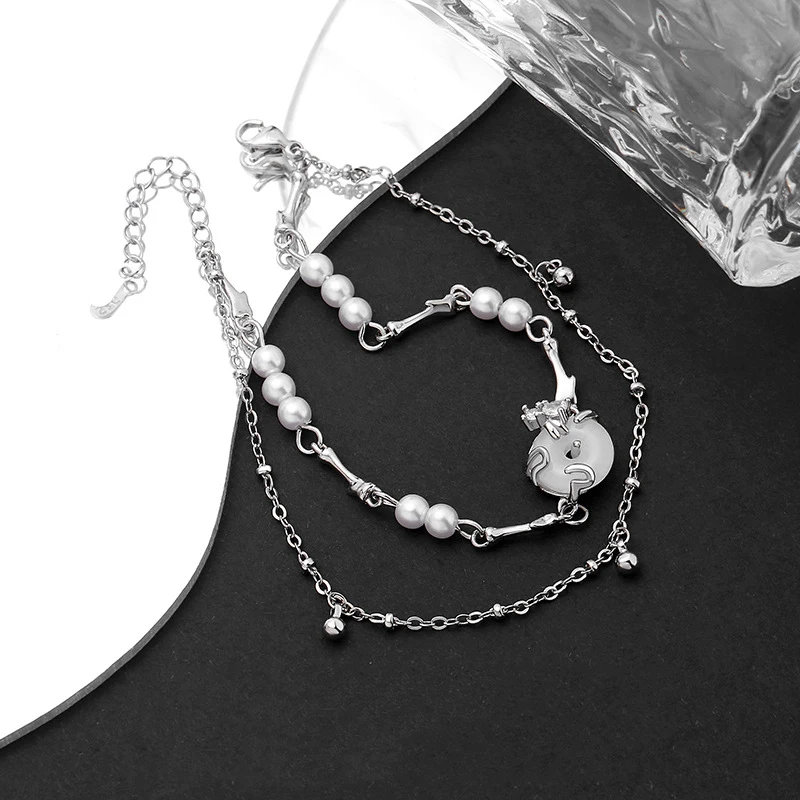 Silver Bracelet Elegant Pearls White Jade Circle Double Layers Beads For Woman Girl Fashion Jewelry Gift Dropship Wholesale