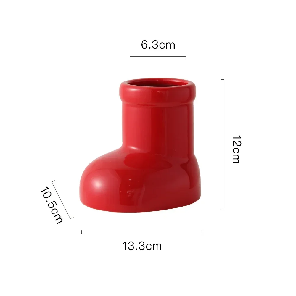 Ceramic Pen Holder, Desktop Makeup Brush, Storage Cylinder, Big Red Shoes, Small Vase, Cute Ornament, Red Pen Organizer