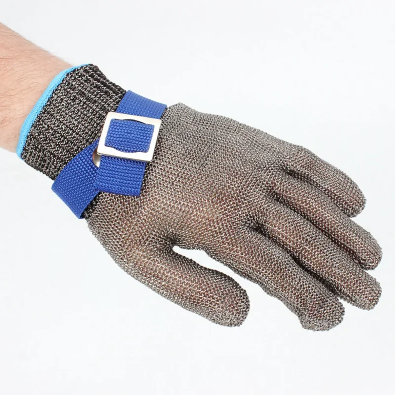 Guantes anticortes de alambre de acero inoxidable, guantes de trabajo de seguridad tejidos resistentes a cortes, guantes de cocina de hierro y Metal para matar peces