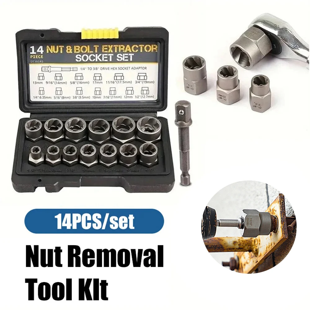 

Набор из 14 головок для снятия поврежденных гаек и болтов, экстрактор для поврежденных гаек, для авторемонта