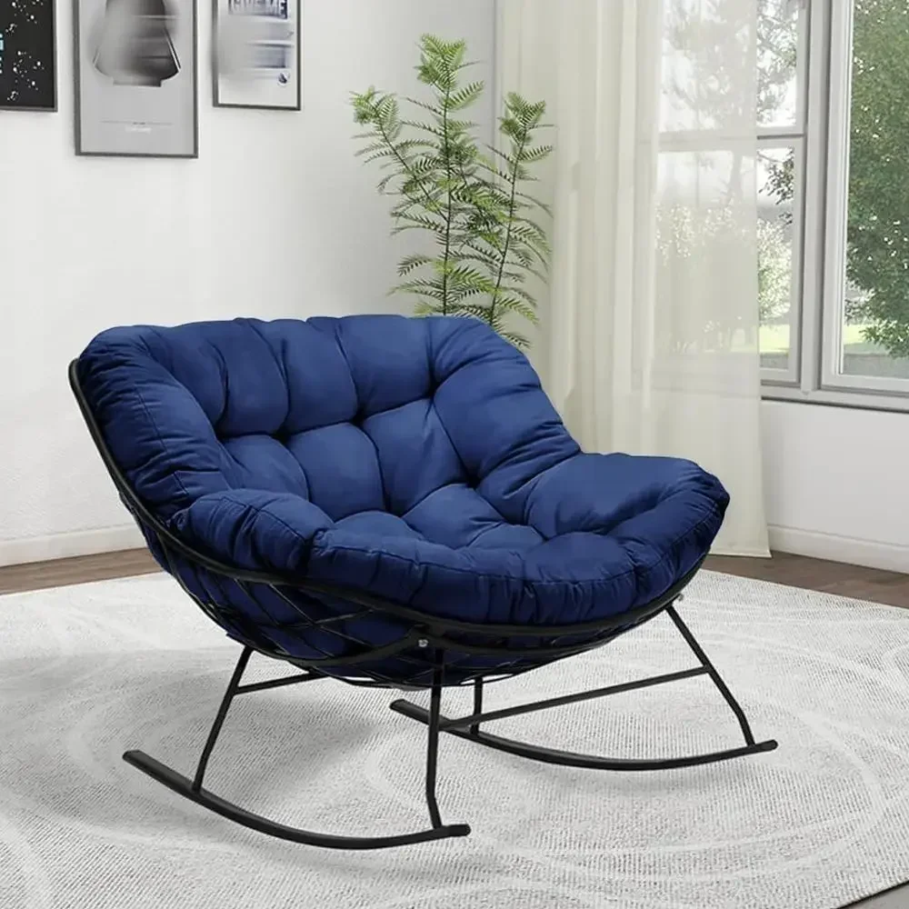 Indoor/Outdoor Papasan Rocking Chair Cushion, Thick Patio Egg Chair Cushion, Rattan & Hammock Seat Cushions for Garden, Lawn, Po