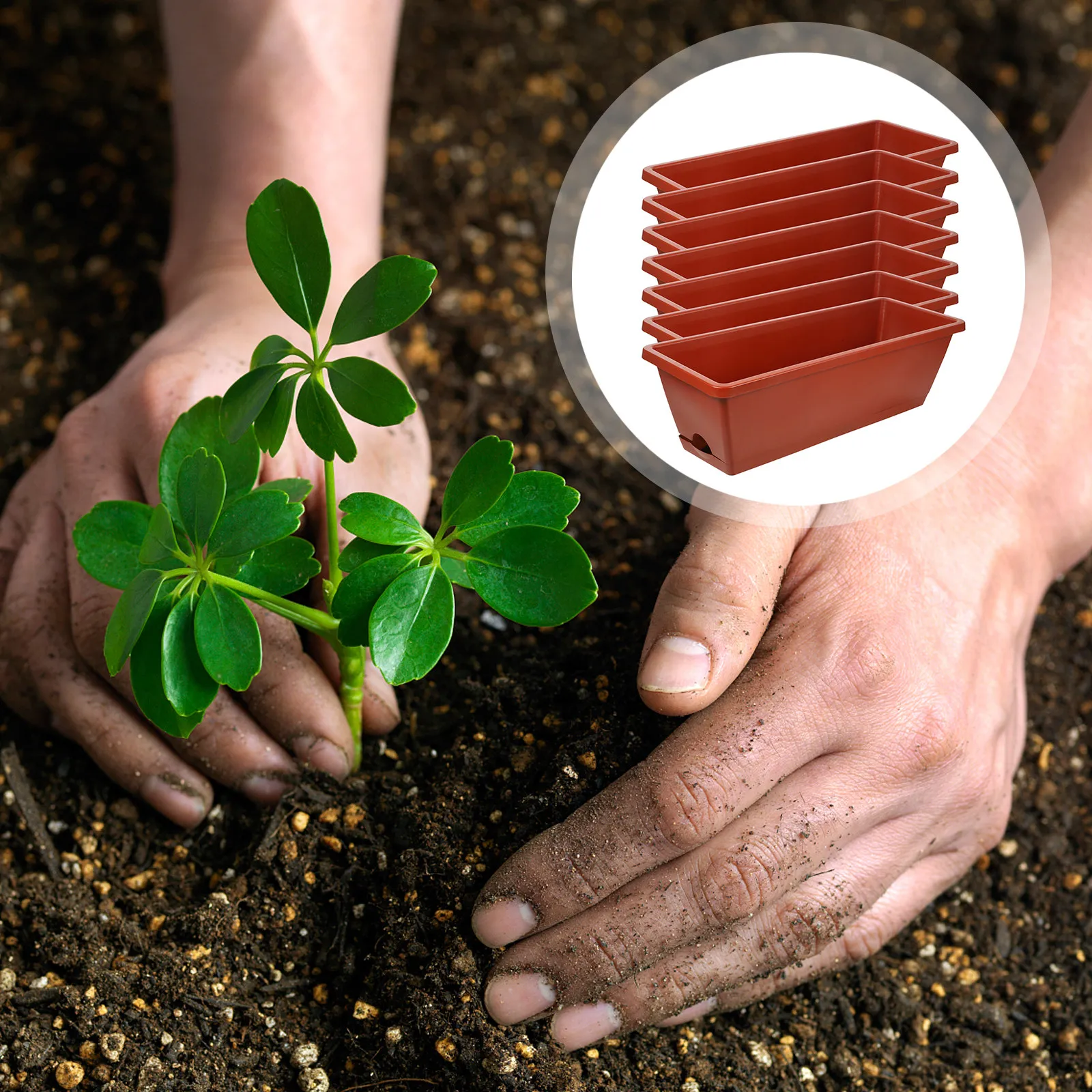 

7Pcs Balcony Planting Trough Resin Flower Pot Succulent Plant Container Home Garden Supplies Planter Box Resin Flower Pot