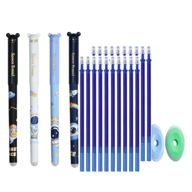 4pcs apagável caneta gel com apagões caneta A borrachas 0,5 mm agulha lisa para escrever caneta gel seco rápido