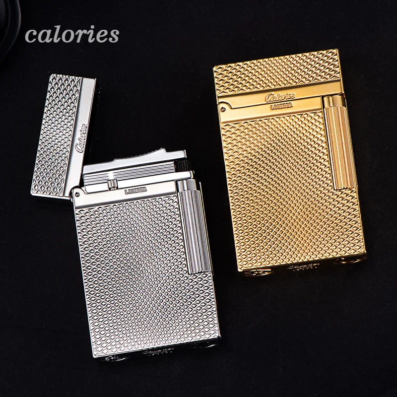 New Calories Steel Sound Langsheng Side Blowing Open Flame Grinding Wheel Inflatable Lighter, High End Gift Lighter