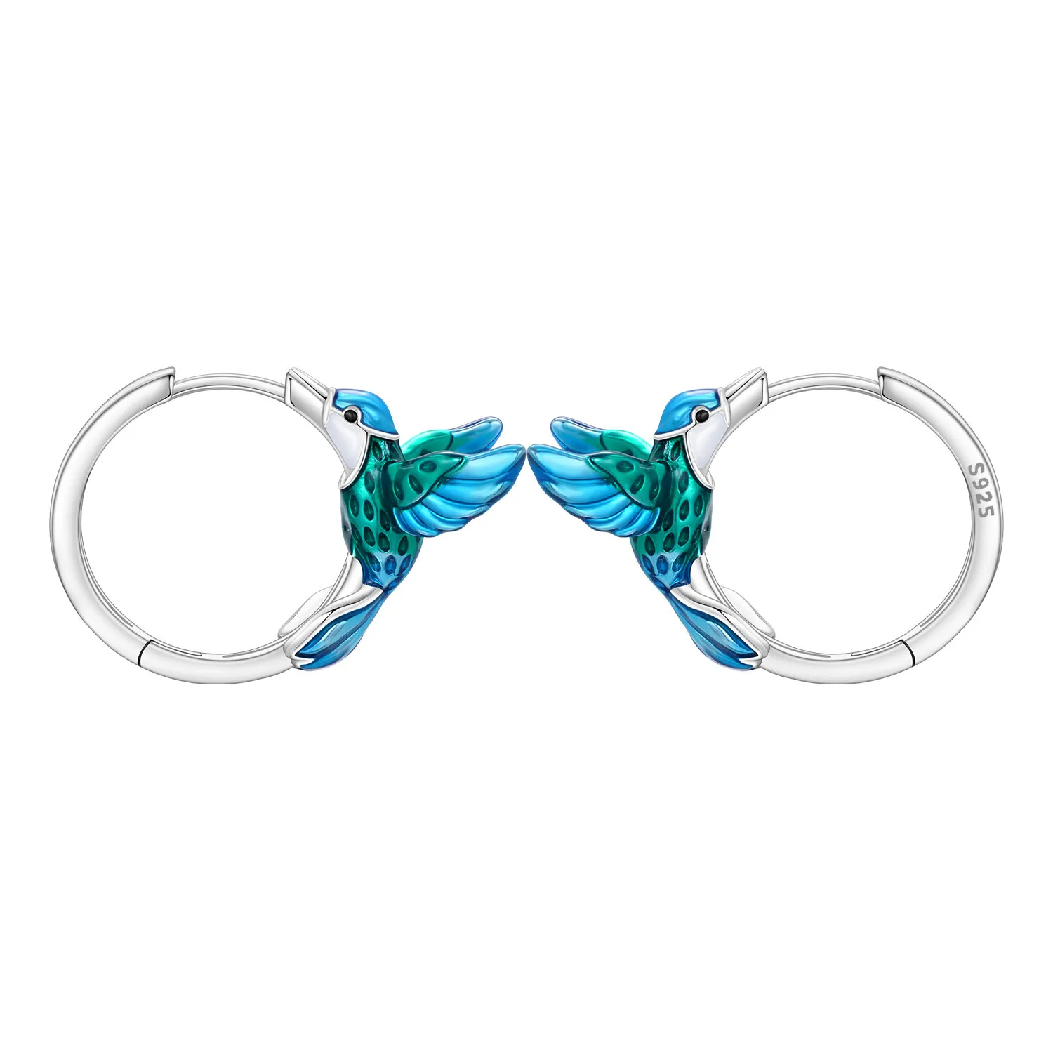 PANPOKI S925 Sterling Silver Hummingbird Earrings Hoop Earrings Women Jewelry Original Trendy Anniversary Gifts