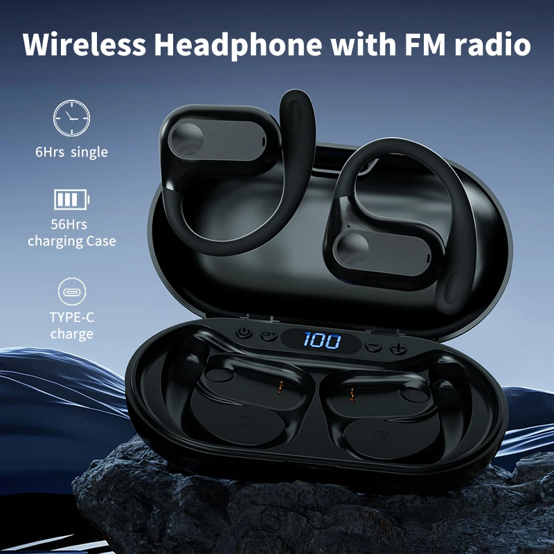 Bluetooth Headset On-ear Air Bone Conduction not In-ear Open Ear Clip Wireless Long-lasting Headset