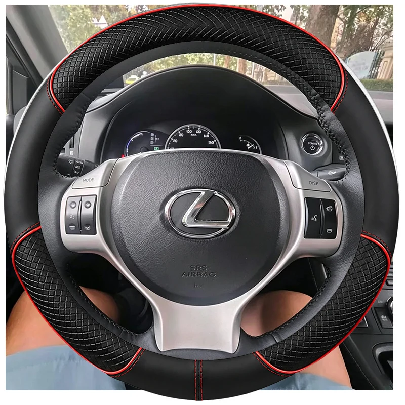 For Lexus CT200h NX200h 2011-2020 Braid Black Suede&Leather Car Steering Wheel Cover Interior Full Coverage Accessory