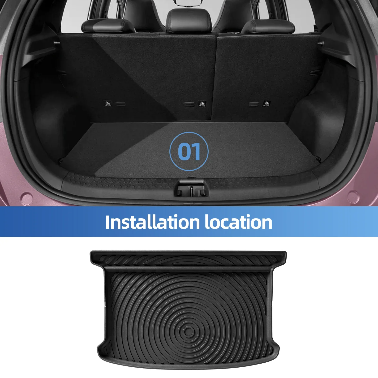 TPE 3D Waterproof Car Floor Mats Cargo Liner Trunk Pad Odorless Electric Hatchback Fitment 2021-2026