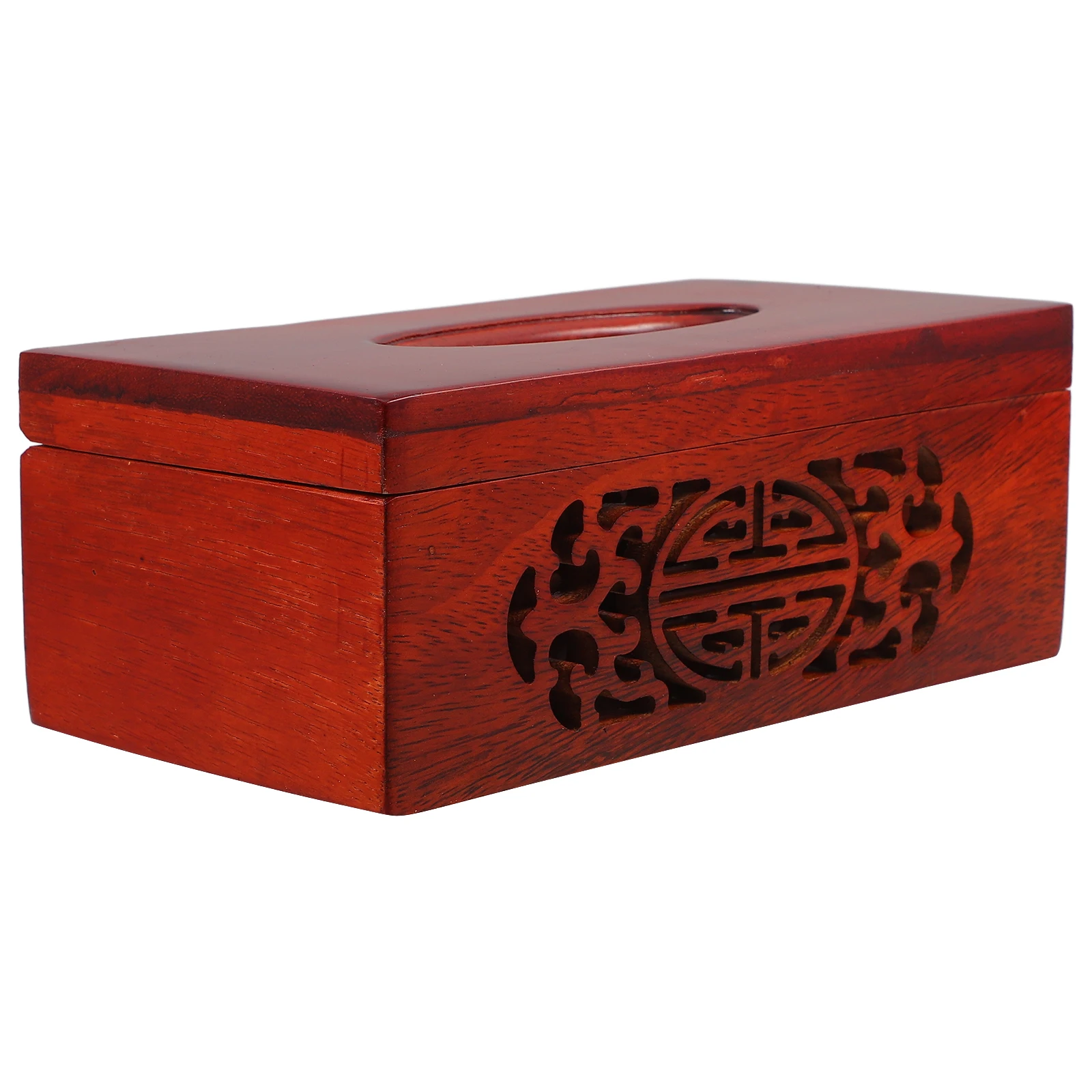 

Chinese Style Retro Hollowed-Out Box Rectangle Cover Napkin Holder Wood Desktop Decoration Luxury Facial Tissue Storage