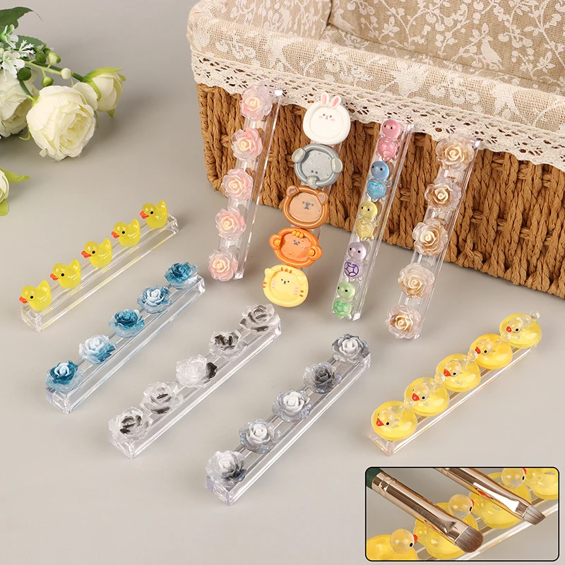 Cartoon Animal Flowers Nail Art Pen Rack Acrylic Multi Grid Pen Shelf Colorful Drawing Pull Line Pen Stand Nail Art Drawing Tool