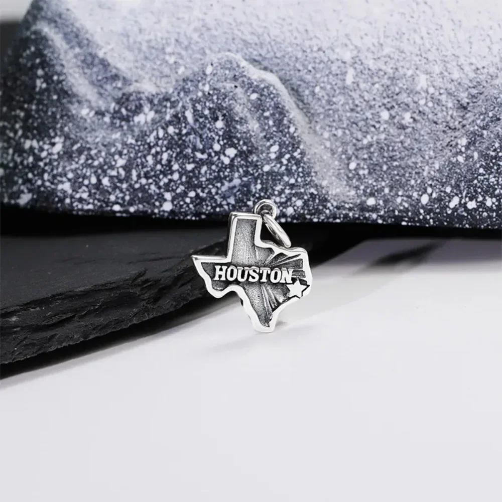 S925 Vintage Silver Tone Letter & Pattern Charms For DIY Bracelet Necklace Jewelry Making, Texas Map, Band Sign, Heart Engraved Text And Music Band Metal Pendants, Retro Handcraft Ornament Supplies, Lovely Accessory Gift