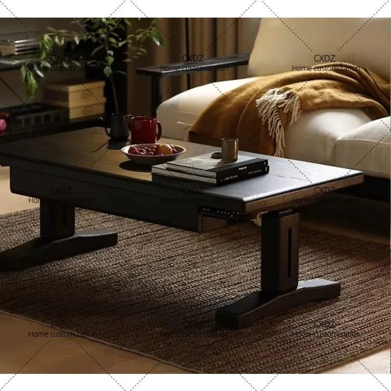 XXBlack all solid wood intelligent electric lifting coffee table dining table dual-purpose multi-function