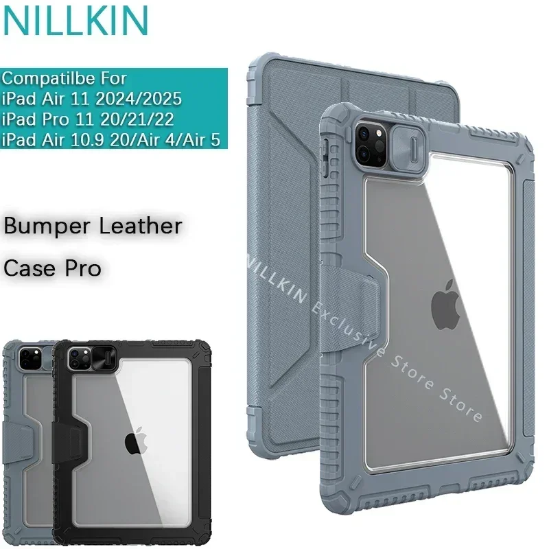 Nillkin для iPad Air 11 2025 24/Air 10,9/Air 5/Air 4/Pro 11 2020, кожаный бампер слайд-крышка для объектива, защитный чехол с защитой от падения Nillkin для iPad Air 11 2025 24/Air 10,9/Air 5/Air 4/Pro 11 2020, кожаный бампер слайд-крышка для объектива, защитный чехол с защитой от падения