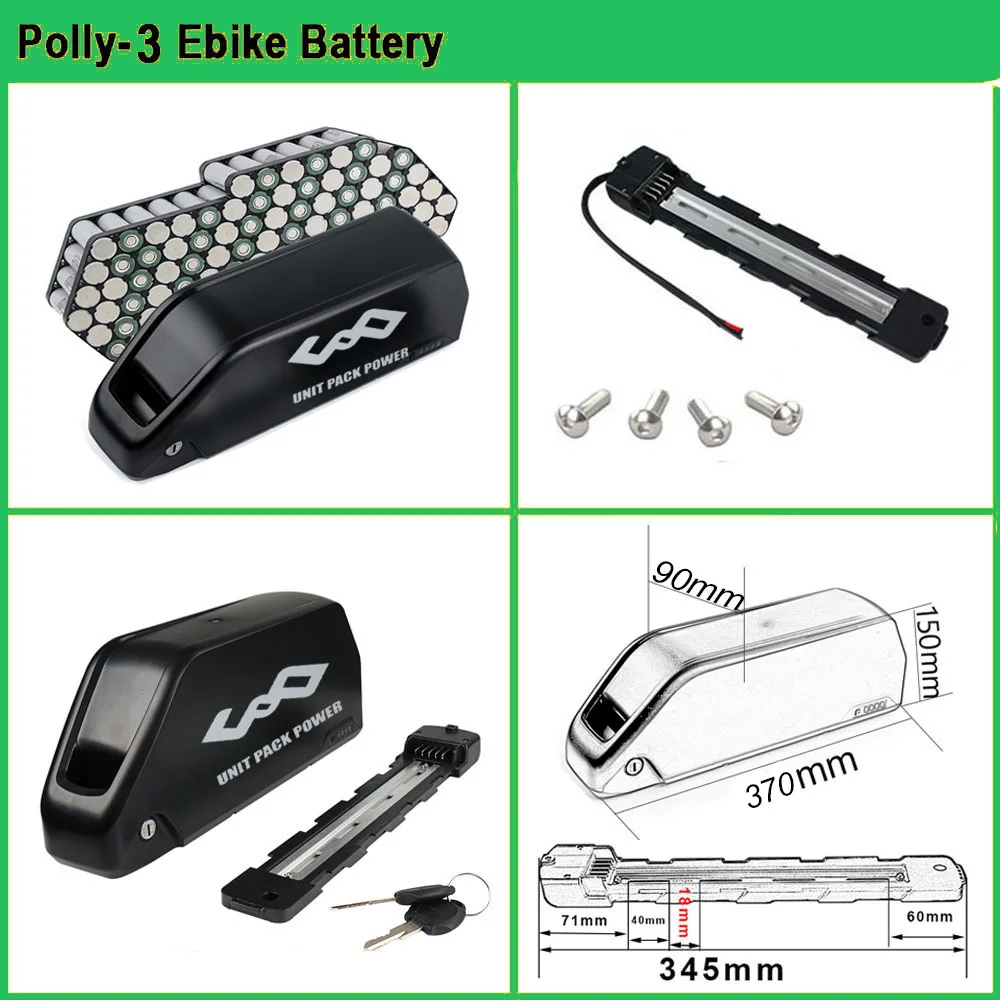 Polly EBike Battery 21700 L-G Pan-son-c Tes-la 72V 60V 52V 48V 24Ah 36V  Downtube Bateria Pack for 1500W 1000W 750W 350W Motor