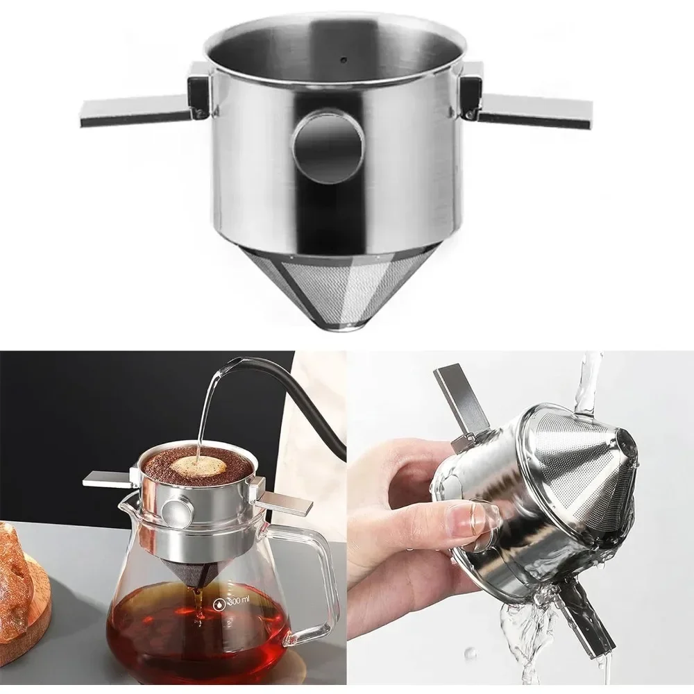 

1PCS Portable Stainless Steel Hanging Ear Coffee Filte Reusable Coffee Filter for Office Travel Outdoor Camping Convenient Use