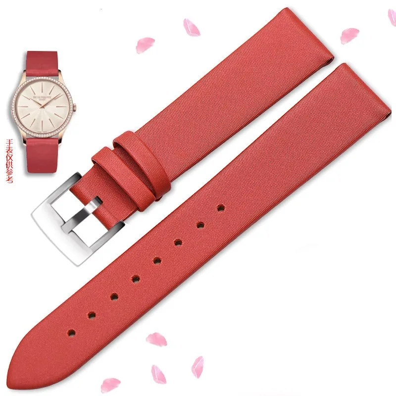 10 12 14 16 18 20MM Silk Calfskin Leather Satin Watchband for CK DW MK Tissot Omega PATEK PHILIPPE Watch Band Watch Strap Women