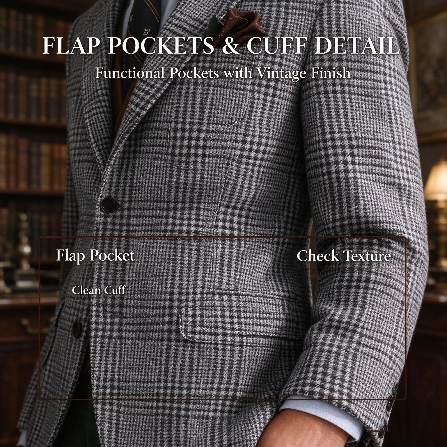 Autumn Winter Men's Suits Jacket Formal Single-Breasted Plaid Blazer Tweed Wear Tuxedos Business Casual Party Men Sport Coats image 4