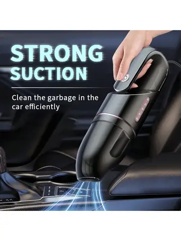Mini Car Vacuum Cleaner With Strong Suction 12V Portable Handheld For Car Interior Cleaning