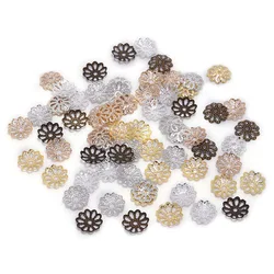 200pcs/lot 7mm 9mm Gold Plated Bulk Metal Flower petal End Spacer Beads Caps Charms Bead Cups For Jewelry Making Supplies