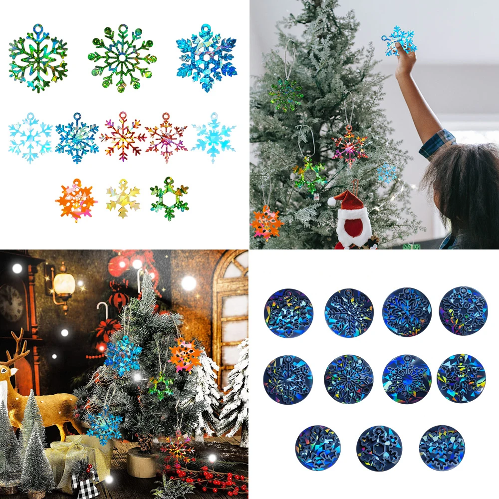 DIY Holographic Snowflake Christmas Silicone Mold Crystal Epoxy Resin Mold Jewelry Making Moulds Christmas Tree Home Decor Craft