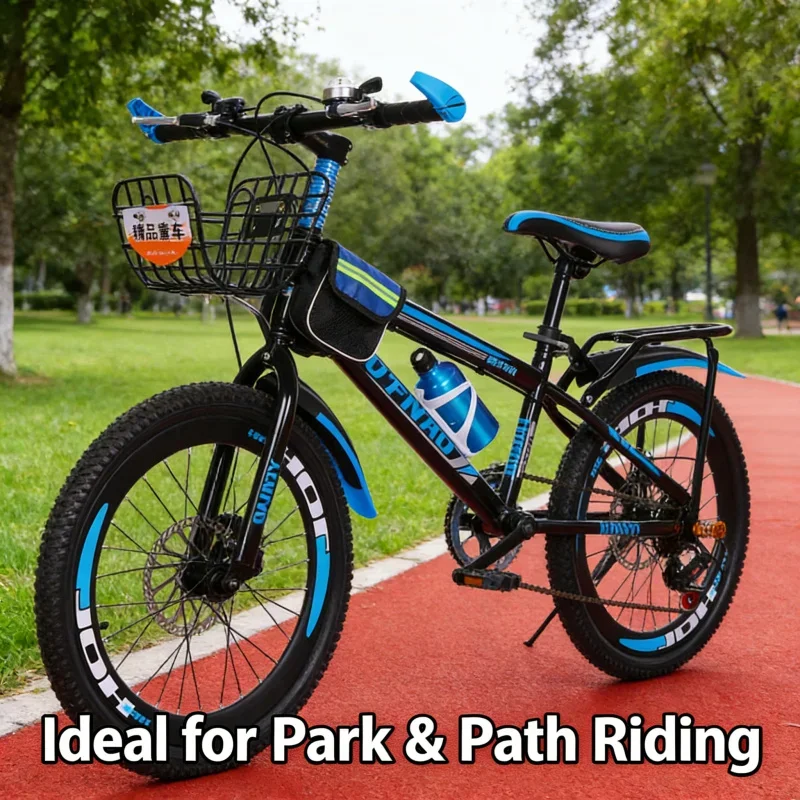 Black and Blue Variable Speed Disc BrakeCar Basket, Rear Seat, Gift Bag, Children's Bicycle Disc Brake, Variable Speed Mountain