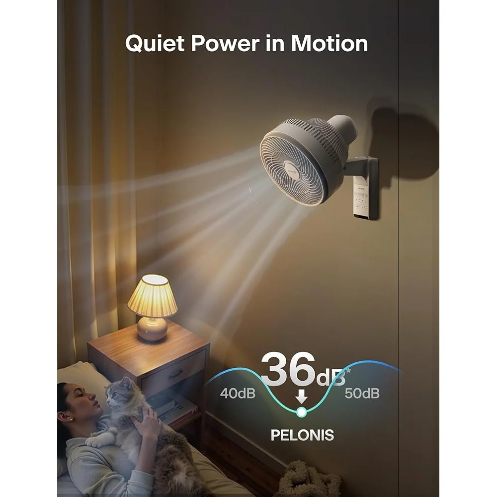 9 Inch Wall Mount Fan with Remote Control Oscillating Fan Powerful Airflow 26ft 3 Speed Modes Auto 90° Horizontal 60° Vertical