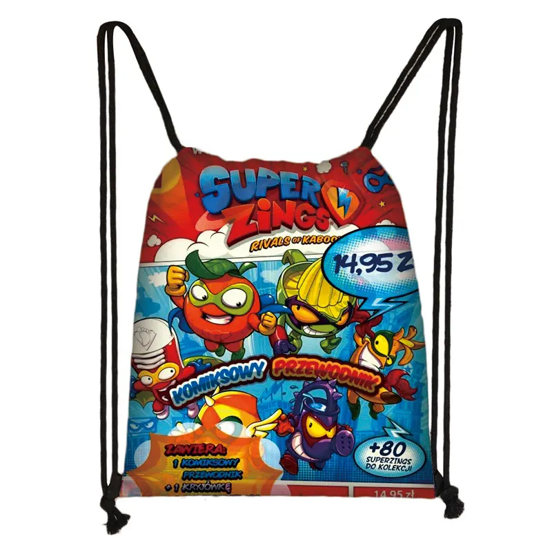 Cartoon Super Zings Drawstring Bag Boys  Girls Casual Backpack Youth Lightweight Super Zings Printing Bags Storage Bag Gift