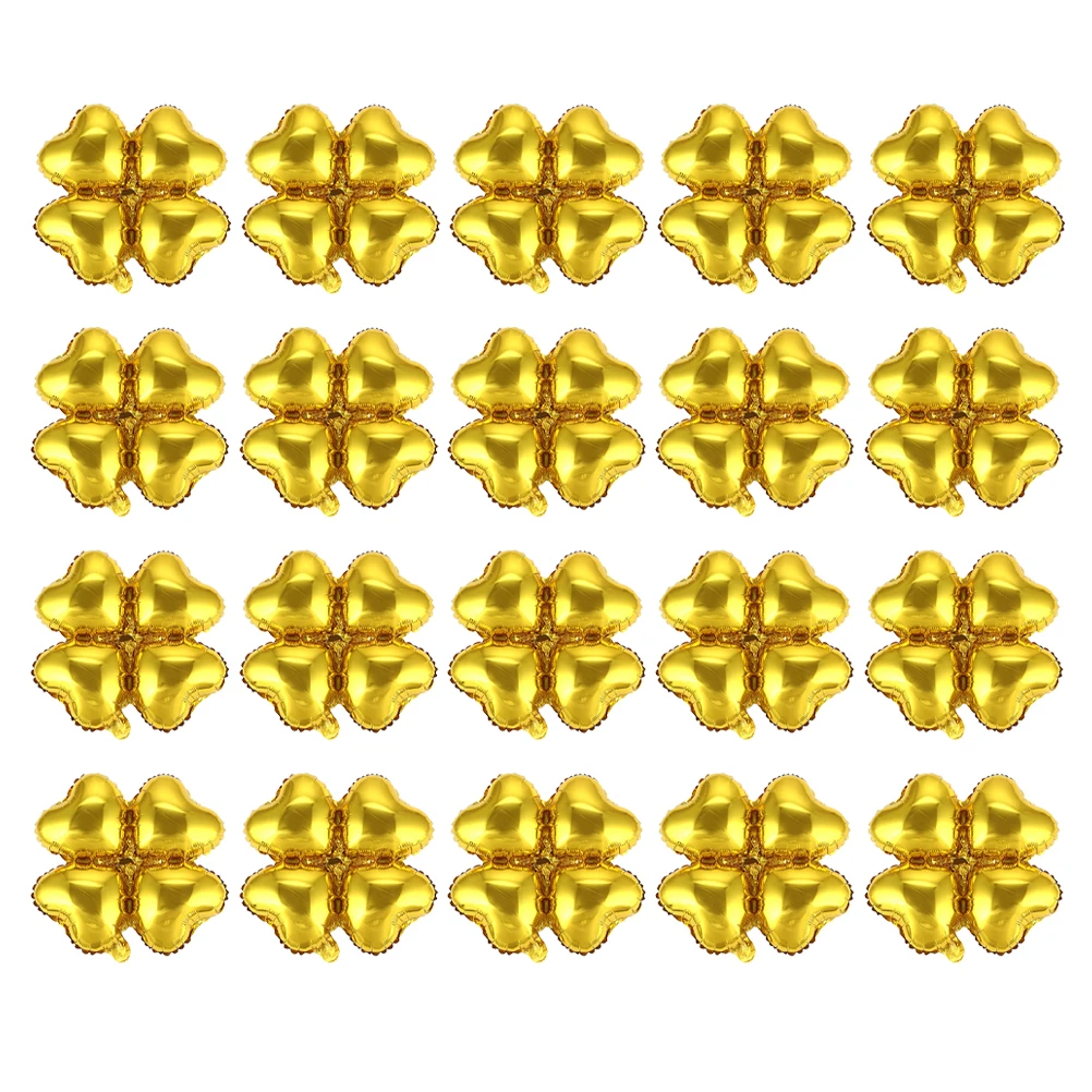 

50pcs Heart Shape Four Leaf Clover Foil Balloons Party Wedding Festival Decorations Golden Color Reusable Safe Aluminum
