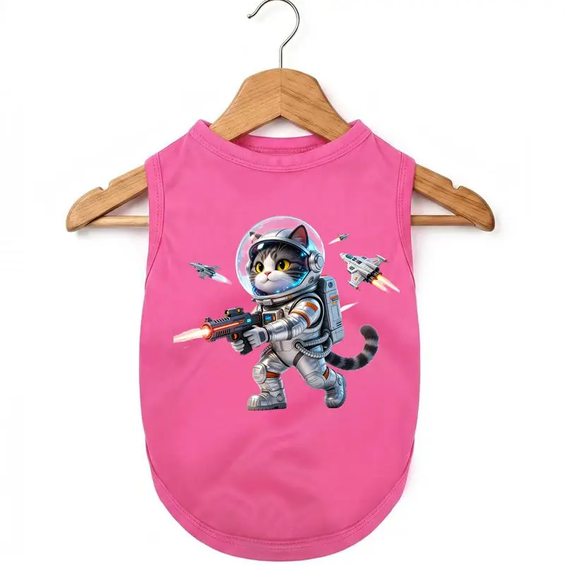 

Dog Summer Vest - Astronaut Cat Print - Breathable Quick Dry Pet Tank Top