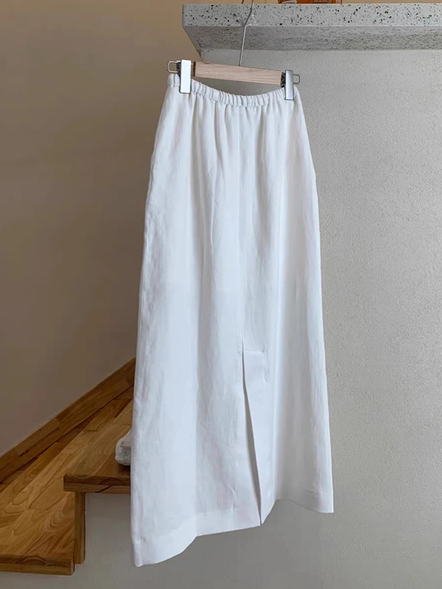 تنورة ميدي مستقيمة عالية الخصر للتخسيس مع فتحة با لصيف 2025 تنورة كورية أنيقة بطول f