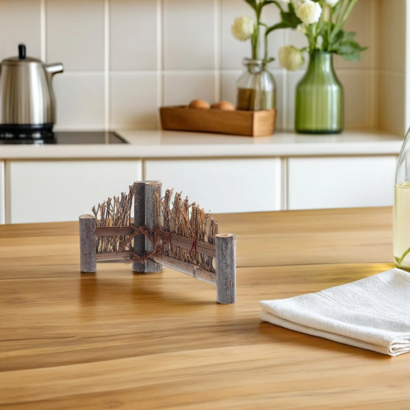 

2Pcs Bamboo Fence Screen Micro Landscape Decoration Creative Mini Handmade Fence Decor DIY Sashimi Plate Supply Photo Prop